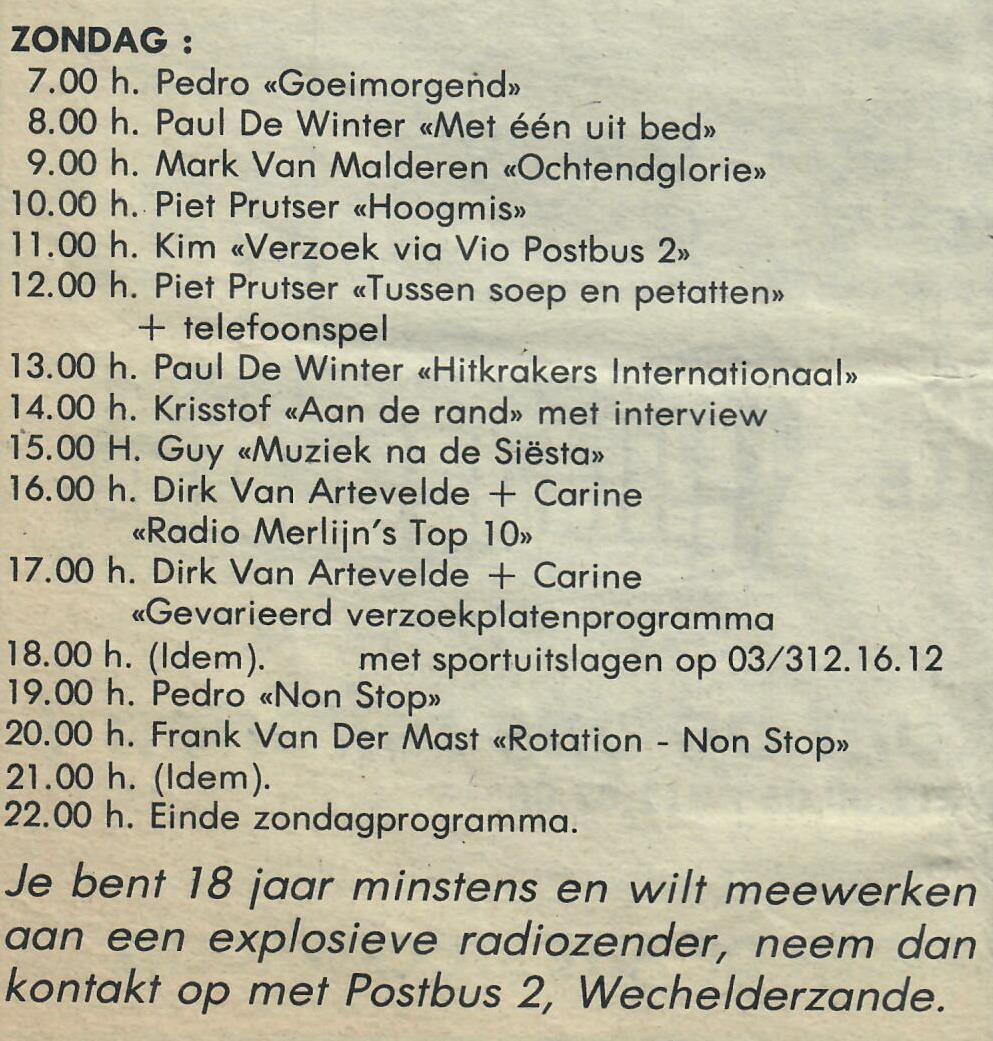 Radio Merlijn - schema 2