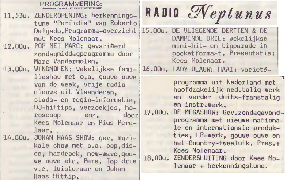 Radio Neptunus -zendschema